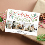 Modern God jul Berry Foliage Photo Collage Julkort<br><div class="desc">Modern God jul Berry Foliage Photo Collage Helgdag Card</div>