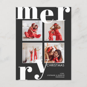 Modern God jul Black Photo Collage Helg Vykort