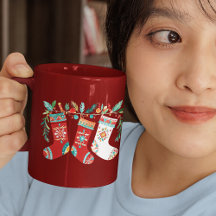Modern God jul Boho Stockings Coffee Mugg