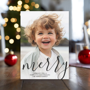 Modern God jul Calligraphy Photo Black Julkort