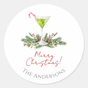 Modern God Jul Candy Cane Cocktail Martini Runt Klistermärke