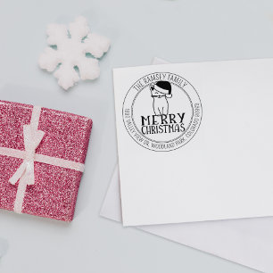 Modern God jul Cat-Returadress Stämpel