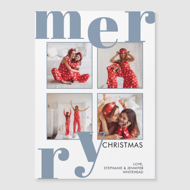 Modern God jul Dusty Blue Photo Collage (Framsida)