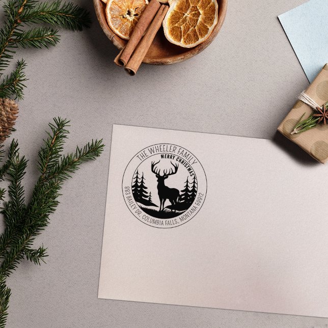 Modern God jul Elk Returadress Stämpel (Skapare uppladdad)