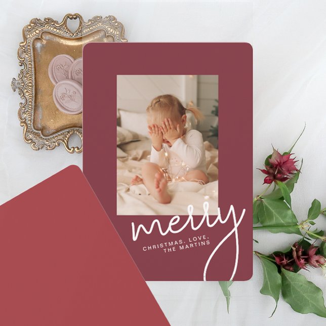 Modern God jul - enkelt skript ett foto Julkort (Skapare uppladdad)