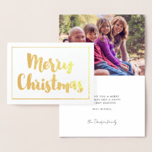 Modern God jul-familjfoto guld Folierat Kort