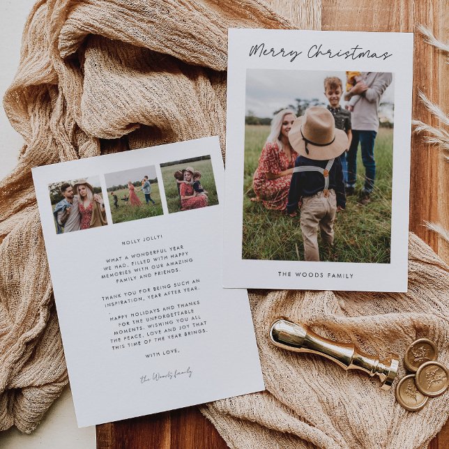 Modern God jul Family 4-foto Julkort (Skapare uppladdad)