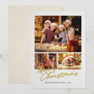 Modern God jul Family Faux Guld Photo Julkort
