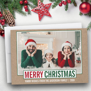 Modern God jul Family Photo Kraft Julkort