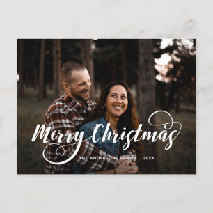 Modern God jul Family Photo Namn Tartan Ho Helg Vykort