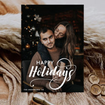 Modern God jul Family Photo Namn Tartan