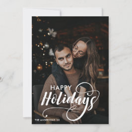 Modern God jul Family Photo Namn Tartan Julkort