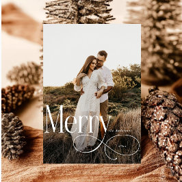 Modern God jul Family Photo plaid Tartan Julkort