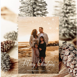 Modern God jul Family Photo plaid Tartan Julkort