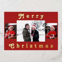 Modern God jul Family Photo Red & Guld
