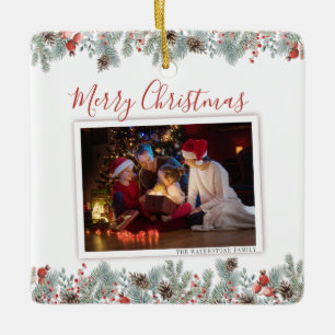 Modern God jul Family Photo Rustic Julgransprydnad Keramik