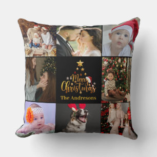 Modern God jul Family Photo Rustic Kudde