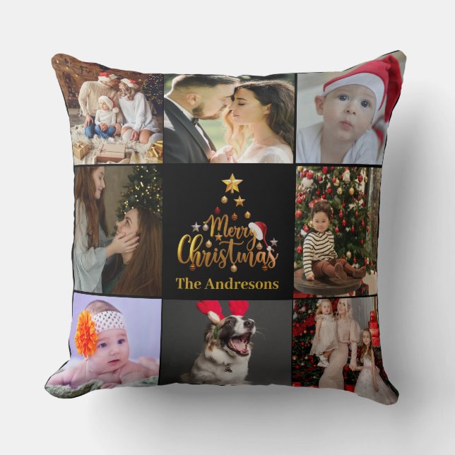 Modern God jul Family Photo Rustic Kudde (Framsida)