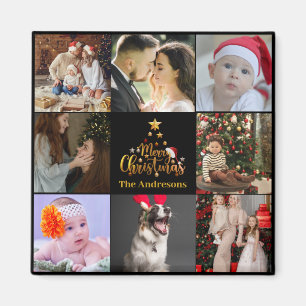 Modern God jul Family Photo Rustic Magnet