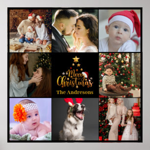 Modern God jul Family Photo Rustic Poster