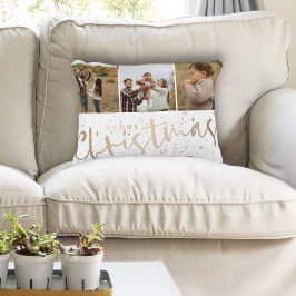 Modern God jul Faux Guld & Photo Prydnadskudde