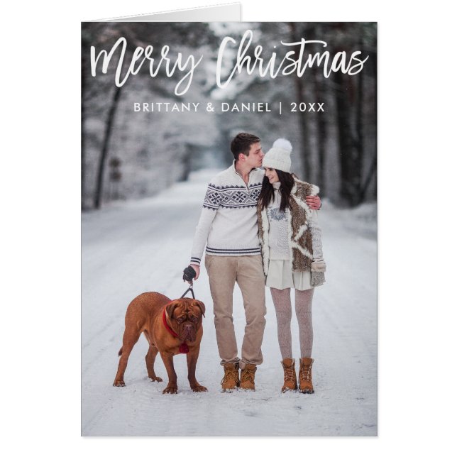 Modern God jul-fold-kort för penselskript Hälsningskort (Framsidan)