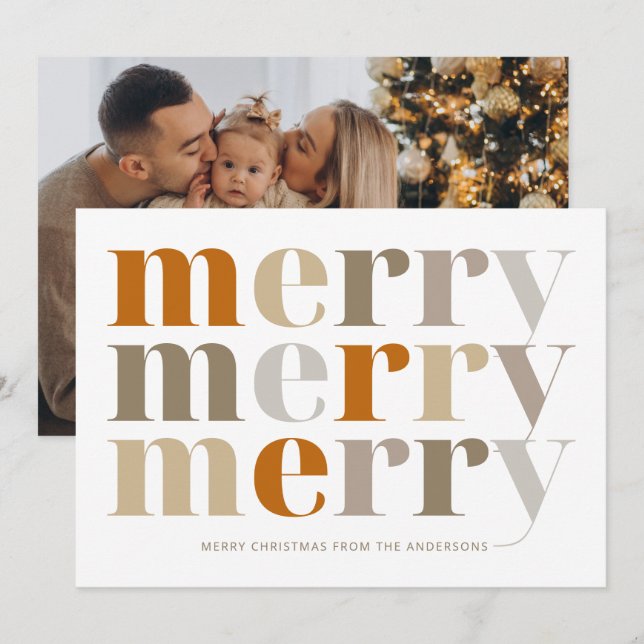 Modern God jul-foto med minimalistisk Chic Julkort (Fram/baksida)