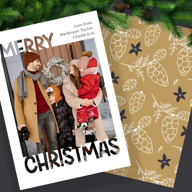Modern God Jul Foto Personlig Julkort (Modern Merry Christmas Photo Personalized Holiday Card from Ricaso. Add your own photograph & text
)