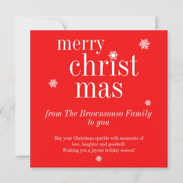 Modern God Jul från familjen till dig Julkort (Framsida)