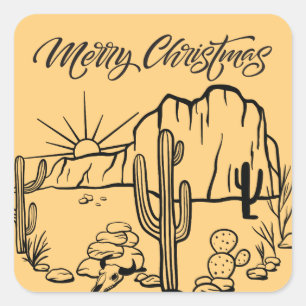 Modern God jul från öknen Fyrkantigt Klistermärke