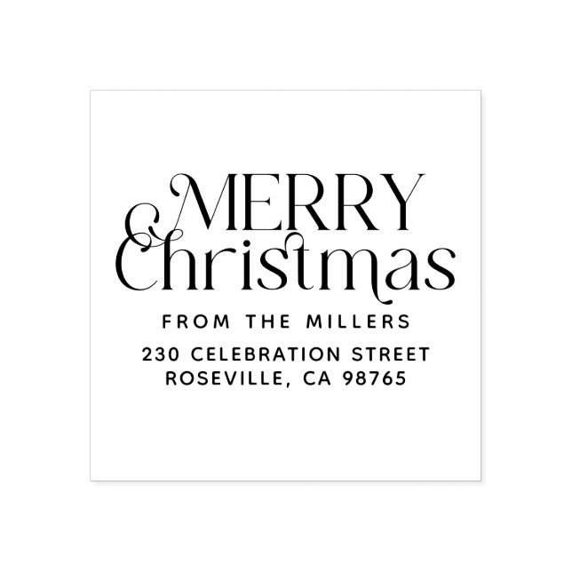 Modern God jul från Returadressen Familj Stämpel (Tryck)