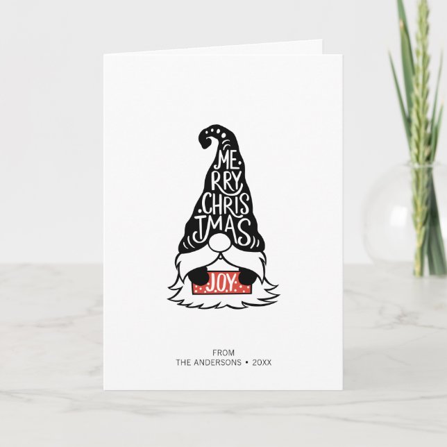 Modern God jul Gnome Helgdag Card Helgkort (Framsida)