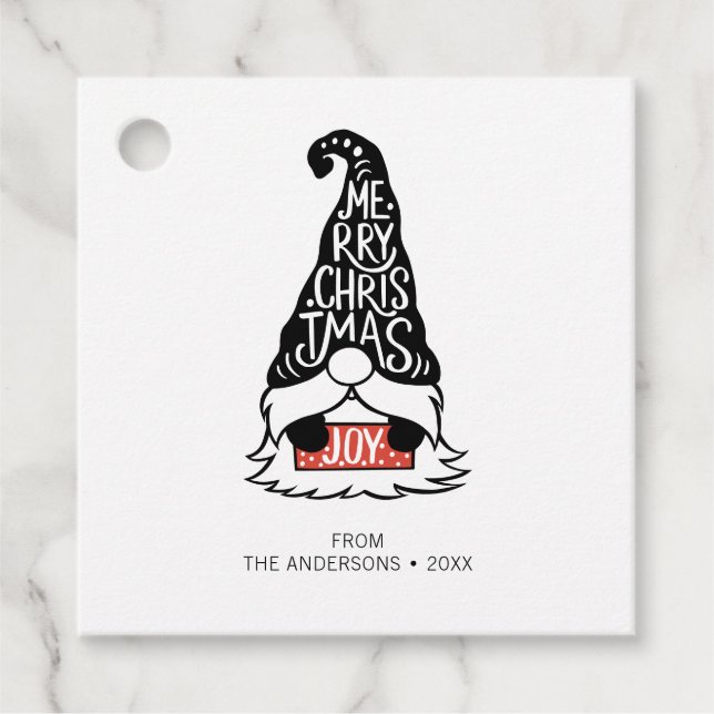 Modern God jul Gnome Helgdag Gåvor Etiketter (Framsida)