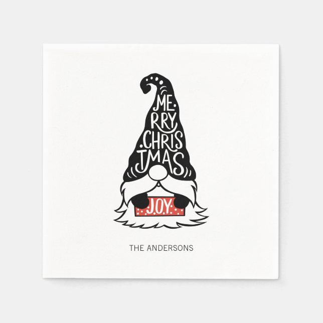 Modern God jul Gnome Helgdag Pappersservett (Framsidan)