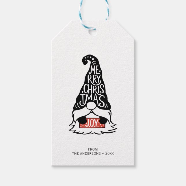 Modern God jul Gnome Helgdag Presentetikett (Framsidan)