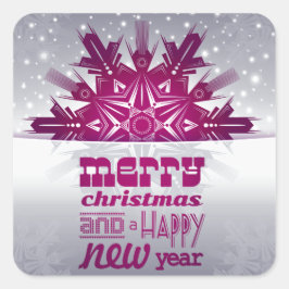 Modern God jul Gott nytt år Fyrkantigt Klistermärke