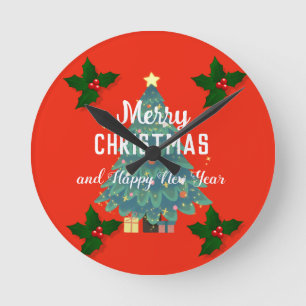 Modern god jul & gott nytt år helgdag rund klocka