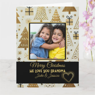 Modern God jul Grandma Black och Guld Kort
