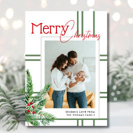 Modern God jul | Greenery Play Photo Julkort