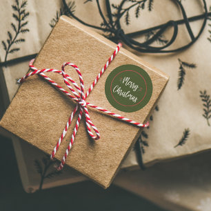 Modern God jul Grönt och rödmärke Runt Klistermärke