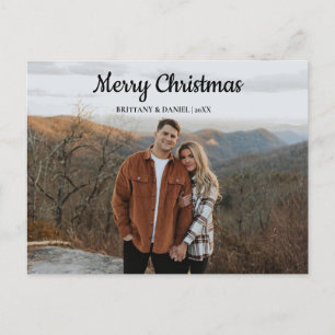 Modern God jul Hand Lettered Family Photo Vykort