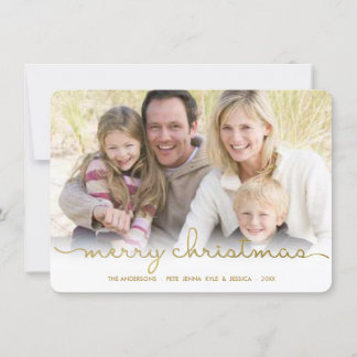 Modern God jul Hand-skript - platt foto-kort Julkort