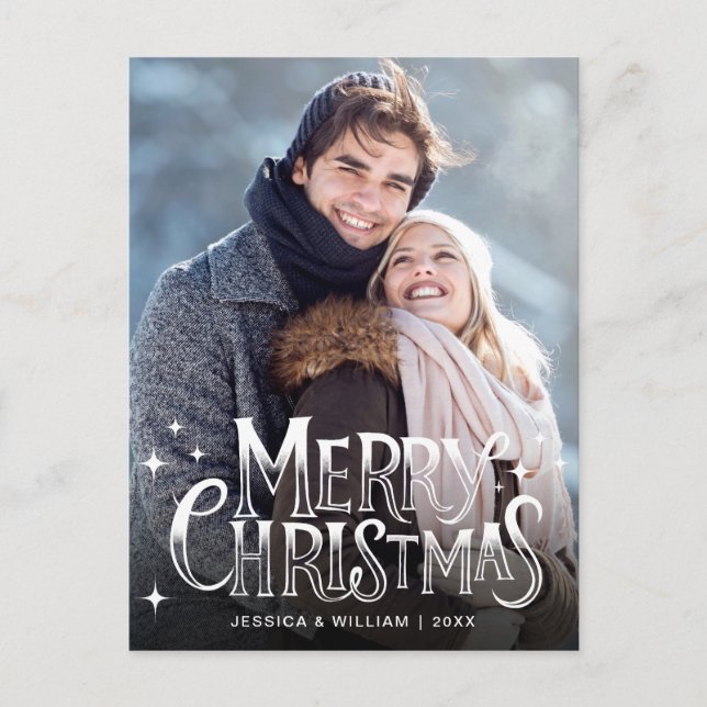 Modern God jul Helgdag PHOTO Hälsning Vykort (Framsida)