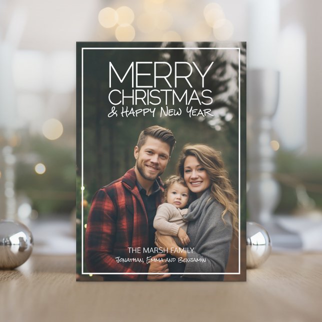 Modern God jul HNY - 1 Fullt foto Julkort (Modern, Minimal Christmas Photo Card)