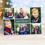 Modern God jul Hunter Grönt Photo Collage Helgkort<br><div class="desc">Ett enkelt och modernt stil-veckat julkort har sex (6) foton,  anpassningsbar överallt,  elegant rand och en snöflingformad accent på insidan. Färg: grönt och vit jägare,  med röd accent på insidan</div>
