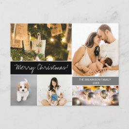 Modern God jul i Family Photo Collage Helg Vykort