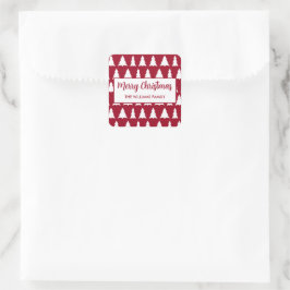 Modern God jul Maroon White Träd Mönster Fyrkantigt Klistermärke