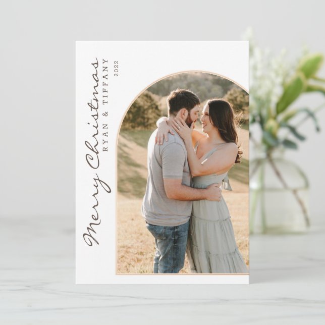 Modern God jul med foto Arch Inbjudningar (Stående Fram)