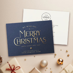 Modern God jul - minimalistisk blått företag Julkort