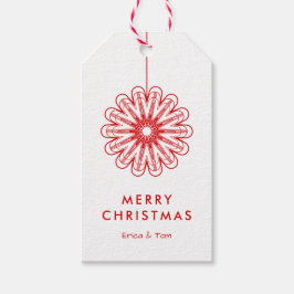 Modern God Jul minimalistisk blomster Presentetikett